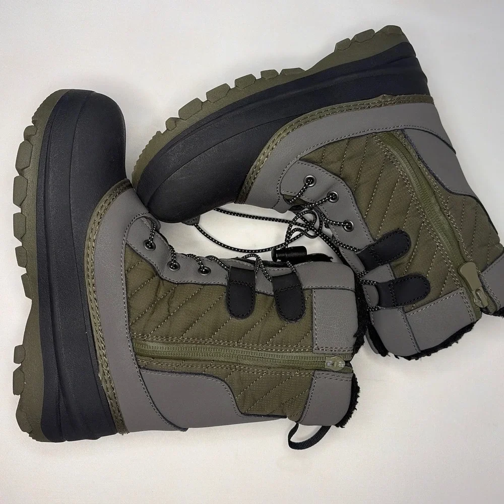 All in Motion Boys Snow Boots Olive Green Gray Thermolite Winter Size 3